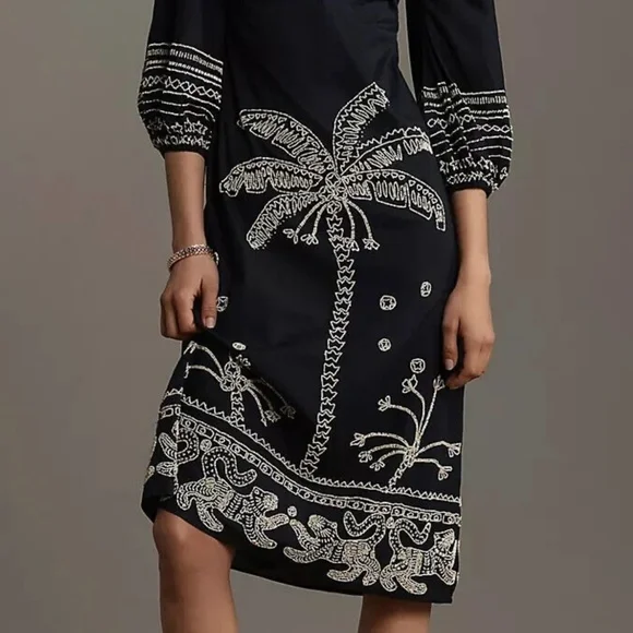 FARM Rio Beaded Midi Dress Sweetheart Neck Cutout Sz Small - Picture 4 of 12